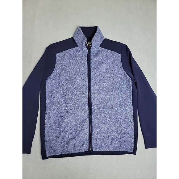 Straight Down Jacket Mens M Windbreaker Blue Textured Lightweight Full Zip Golf - Picture 3 of 11